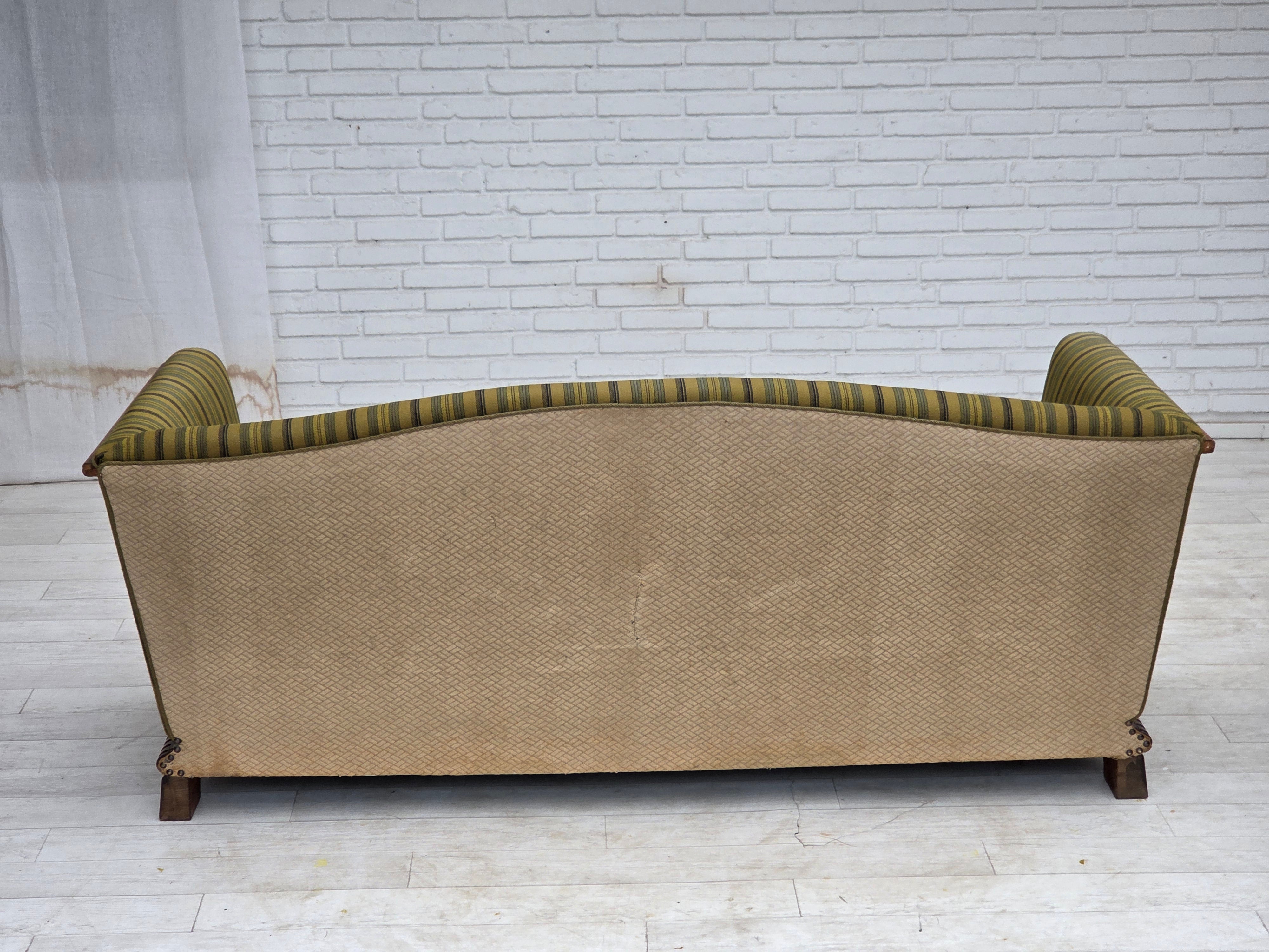 Danish_Three-Seater_Sofa_in_Striped_Green_Velour_and_Dark_Oak,_Denmark,_1950s