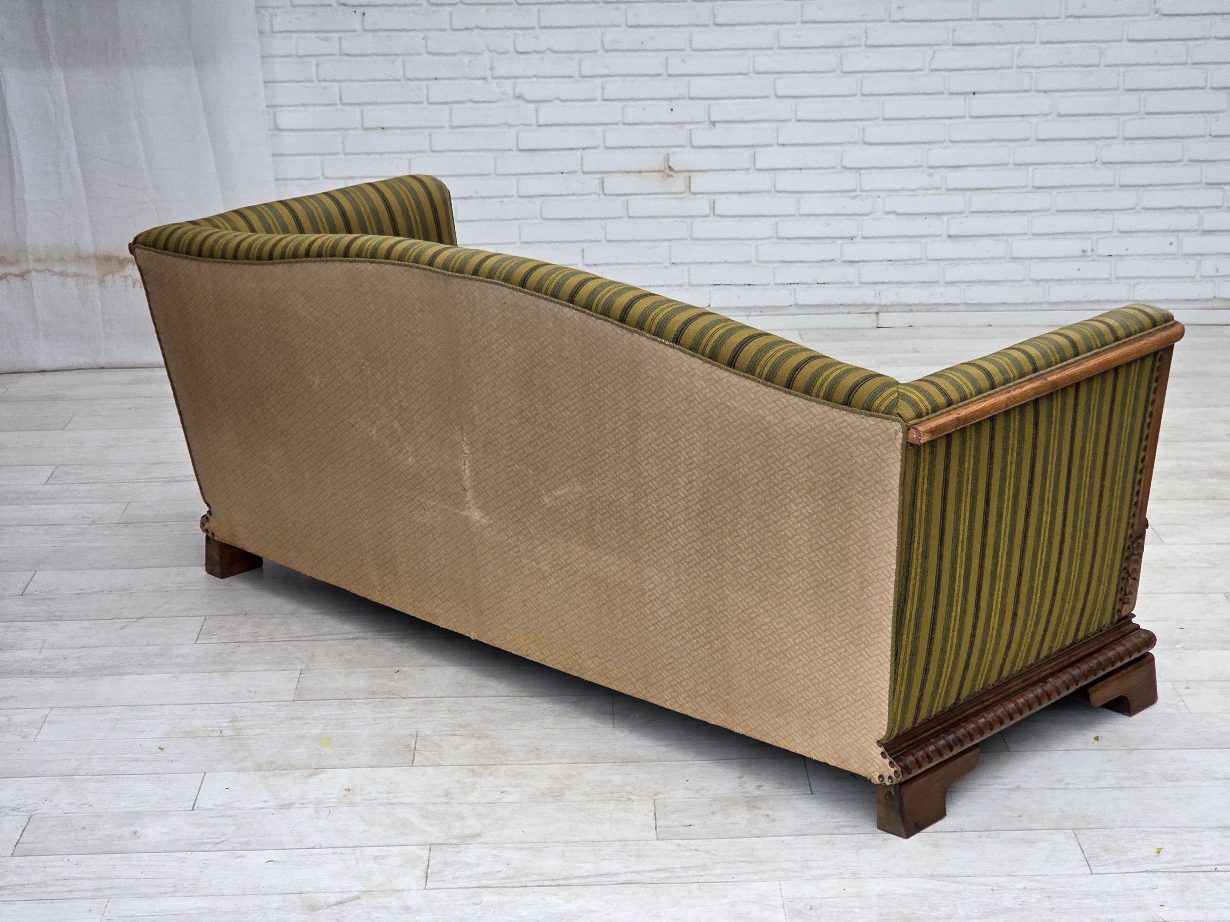 Danish_Three-Seater_Sofa_in_Striped_Green_Velour_and_Dark_Oak,_Denmark,_1950s