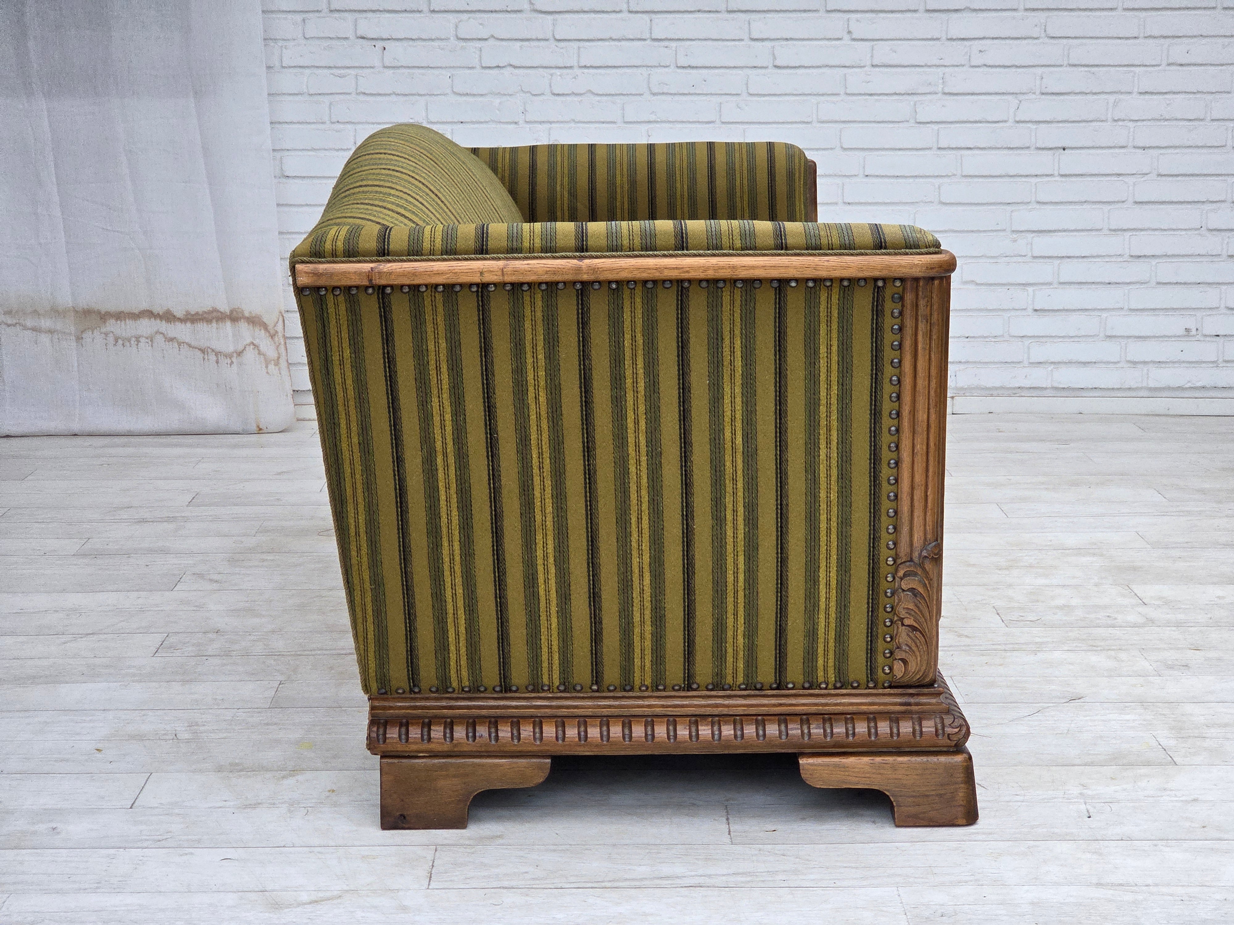 Danish_Three-Seater_Sofa_in_Striped_Green_Velour_and_Dark_Oak,_Denmark,_1950s
