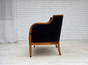 Danish_Art_Deco_2-Seater_Sofa_in_Blue_Velour_with_Lacquered_Ash_Frame,_1950s