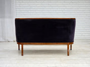 Danish_Art_Deco_2-Seater_Sofa_in_Blue_Velour_with_Lacquered_Ash_Frame,_1950s