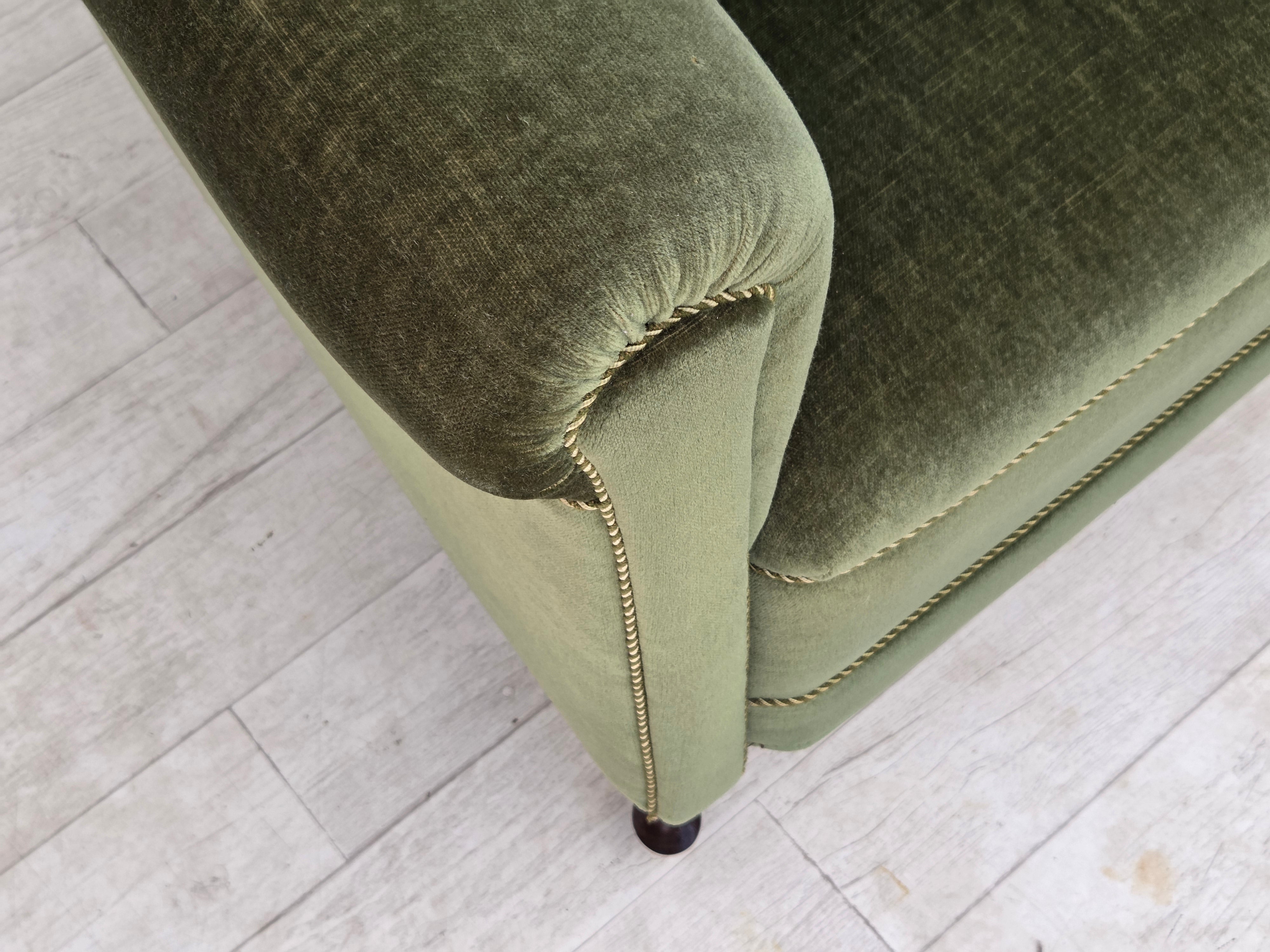 Danish_Highback_Relax_Armchair_in_Green_Velour_and_Beech_Wood,_Denmark,_1950s