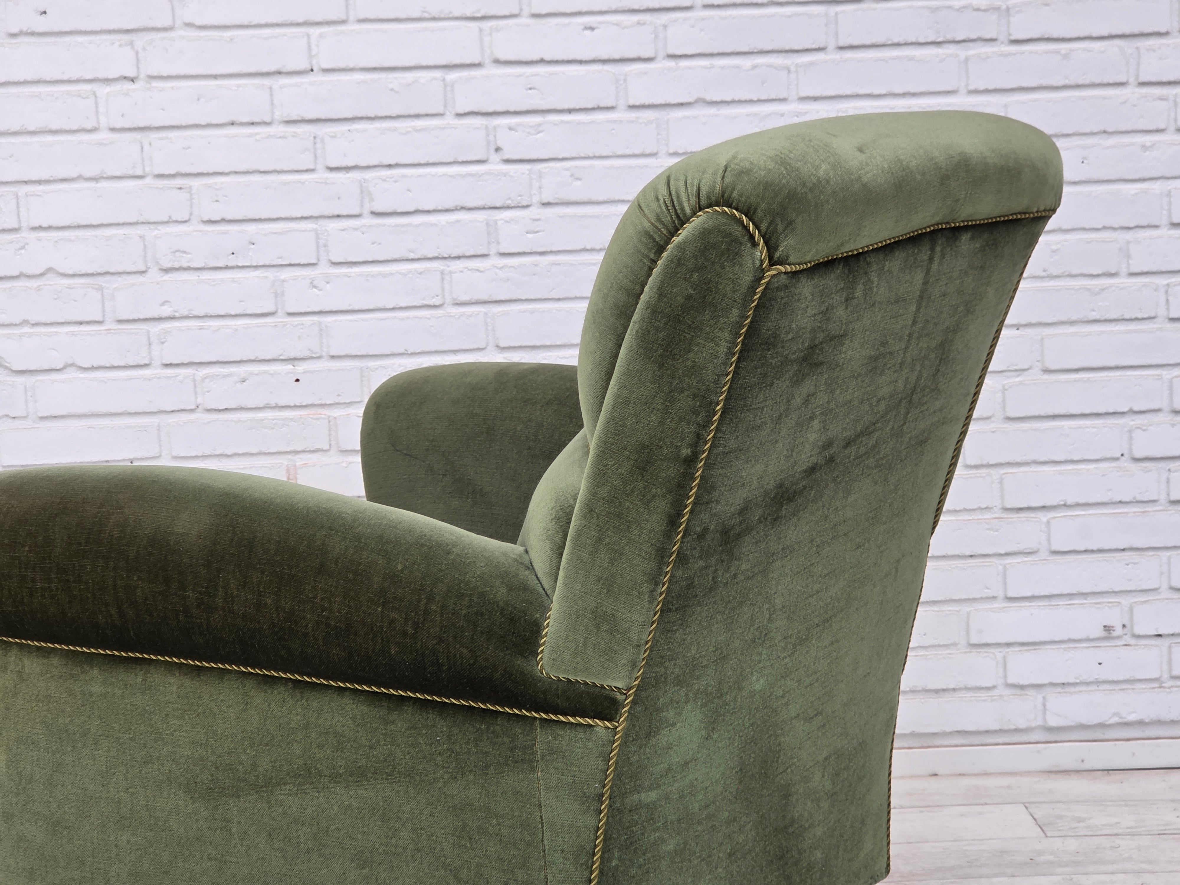 Danish_Highback_Relax_Armchair_in_Green_Velour_and_Beech_Wood,_Denmark,_1950s