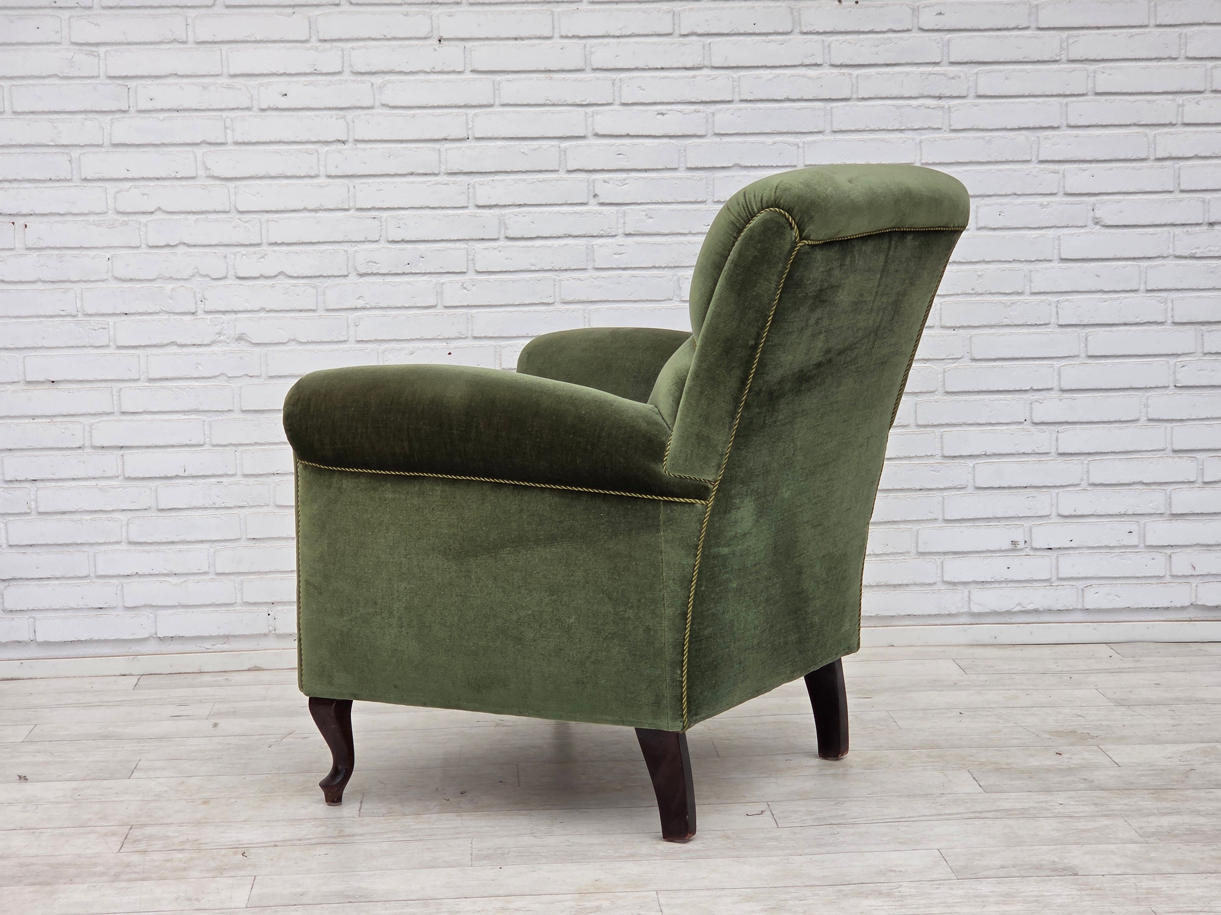 Danish_Highback_Relax_Armchair_in_Green_Velour_and_Beech_Wood,_Denmark,_1950s