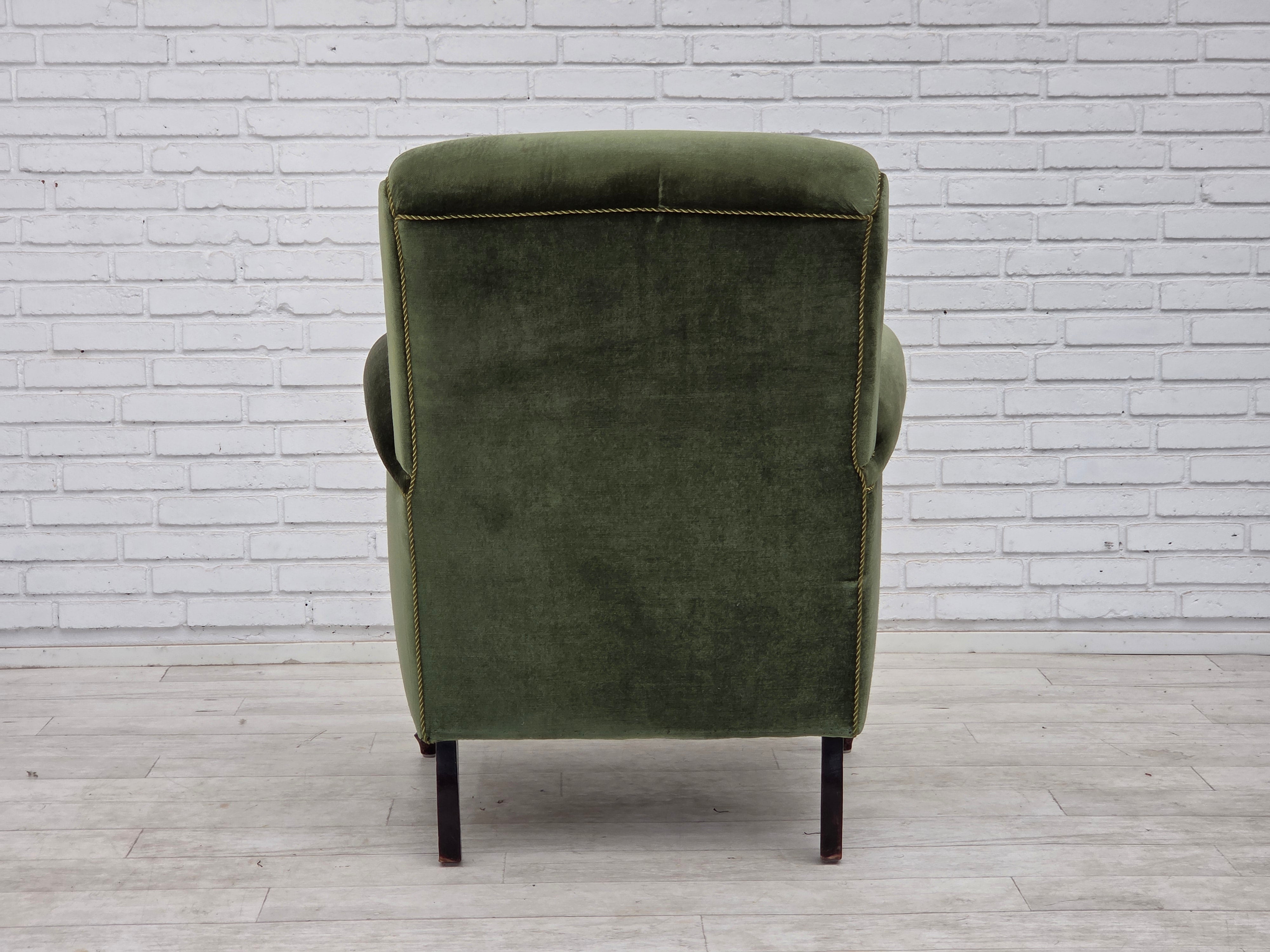 Danish_Highback_Relax_Armchair_in_Green_Velour_and_Beech_Wood,_Denmark,_1950s