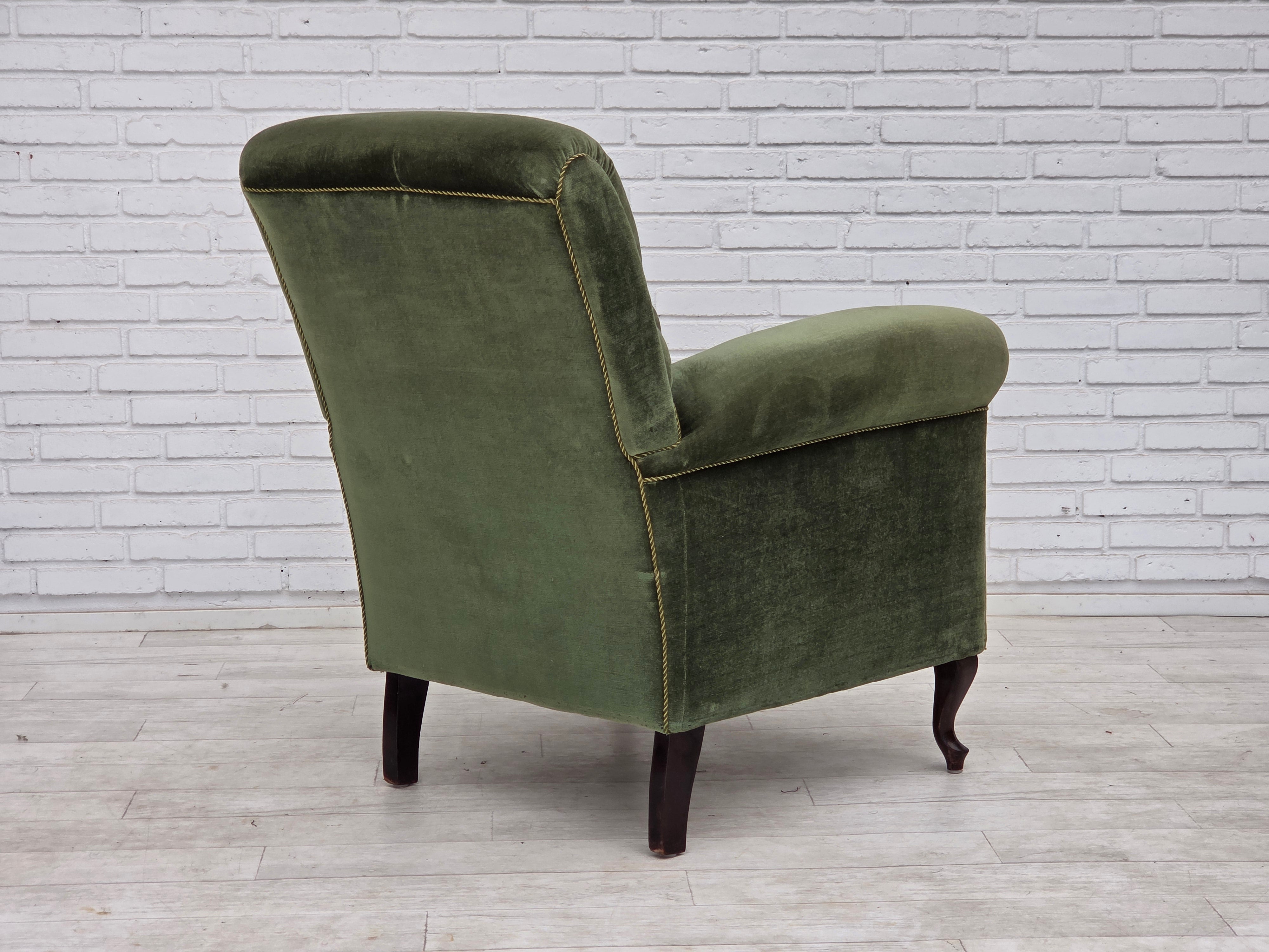 Danish_Highback_Relax_Armchair_in_Green_Velour_and_Beech_Wood,_Denmark,_1950s