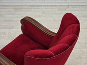 Danish_Red_Velour_Lounge_Chair_with_Carved_Oak_Frame,_1950s