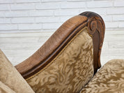 Danish_Brown_Velour_Lounge_Chair_with_Carved_Oak_Frame,_1950s