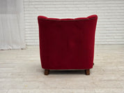 Danish_Red_Velour_Lounge_Chair_with_Carved_Oak_Frame,_1950s