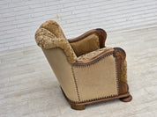 Danish_Brown_Velour_Lounge_Chair_with_Carved_Oak_Frame,_1950s