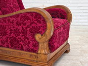 Danish_Red_Velour_Lounge_Chair_with_Oak_Frame,_1950s