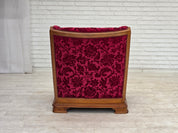Danish_Red_Velour_Lounge_Chair_with_Oak_Frame,_1950s