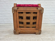 Danish_Red_Velour_Lounge_Chair_with_Oak_Frame,_1950s