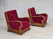 Danish_Red_Velour_Lounge_Chair_with_Oak_Frame,_1950s