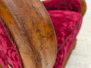 Danish_Red_Velour_Lounge_Chair_with_Oak_Frame,_1950s