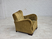 1950s_Danish_Relax_Chair_in_Green_Velour_with_Oak_Legs_and_Brass_Springs