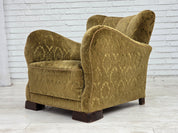 1950s_Danish_Relax_Chair_in_Green_Velour_with_Oak_Legs_and_Brass_Springs