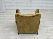 1950s_Danish_Relax_Chair_in_Green_Velour_with_Oak_Legs_and_Brass_Springs