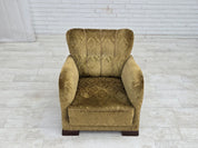 1950s_Danish_Relax_Chair_in_Green_Velour_with_Oak_Legs_and_Brass_Springs