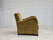 1950s_Danish_Relax_Chair_in_Green_Velour_with_Oak_Legs_and_Brass_Springs