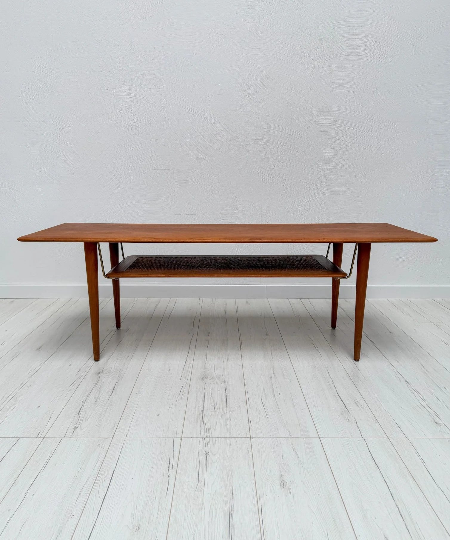 FD_516_Coffee_Table_by_Peter_Hvidt_&_Orla_Mølgaard-Nielsen_for_France_&_Daverkosen,_Rattan_Shelf,_Denmark,_1950s