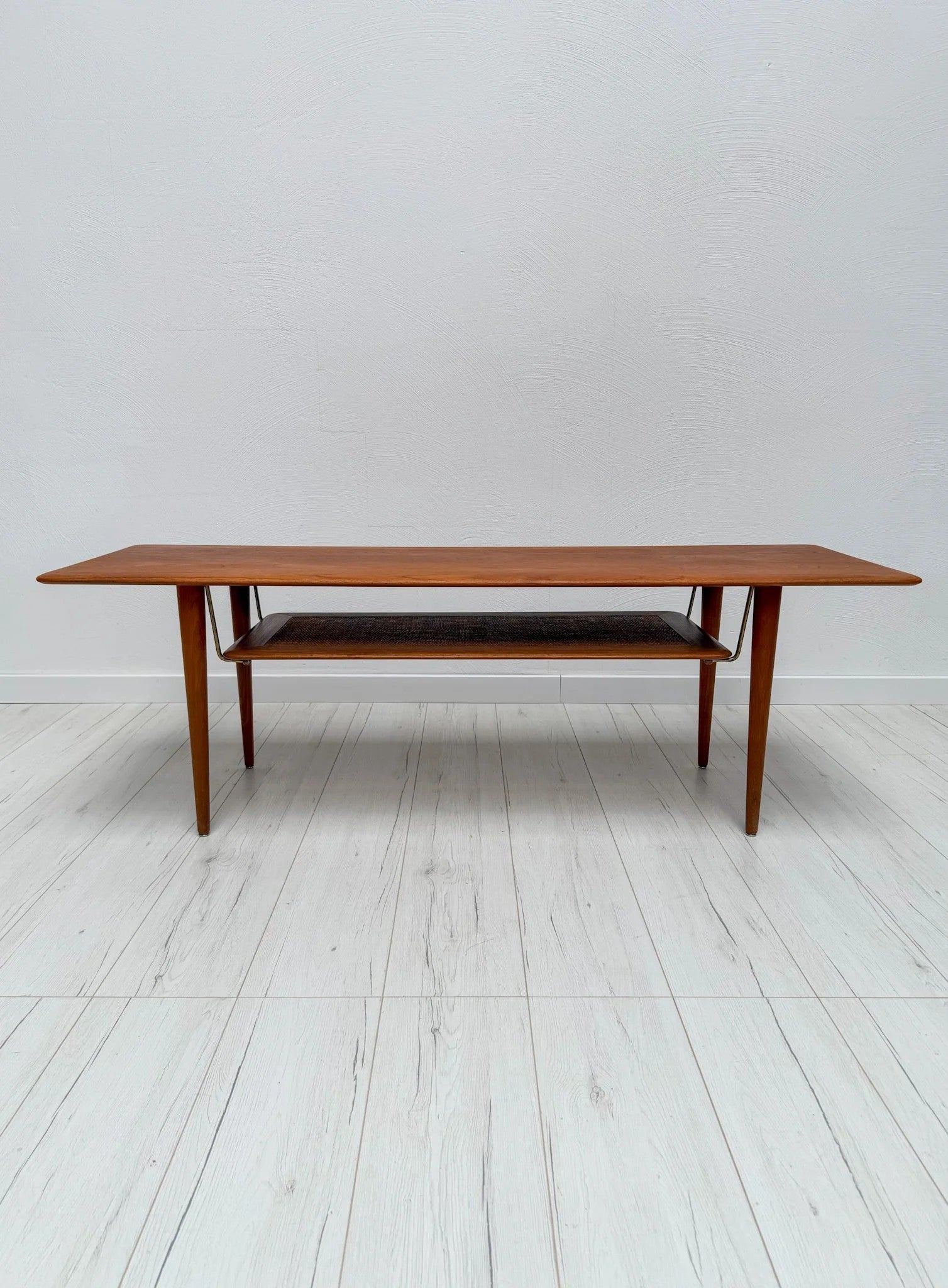 FD_516_Coffee_Table_by_Peter_Hvidt_&_Orla_Mølgaard-Nielsen_for_France_&_Daverkosen,_Rattan_Shelf,_Denmark,_1950s