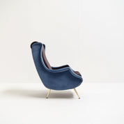 1950’s_High-Back_Fauteuil,_Reupholstered_in_a_Blue_and_Mauve_Velvet