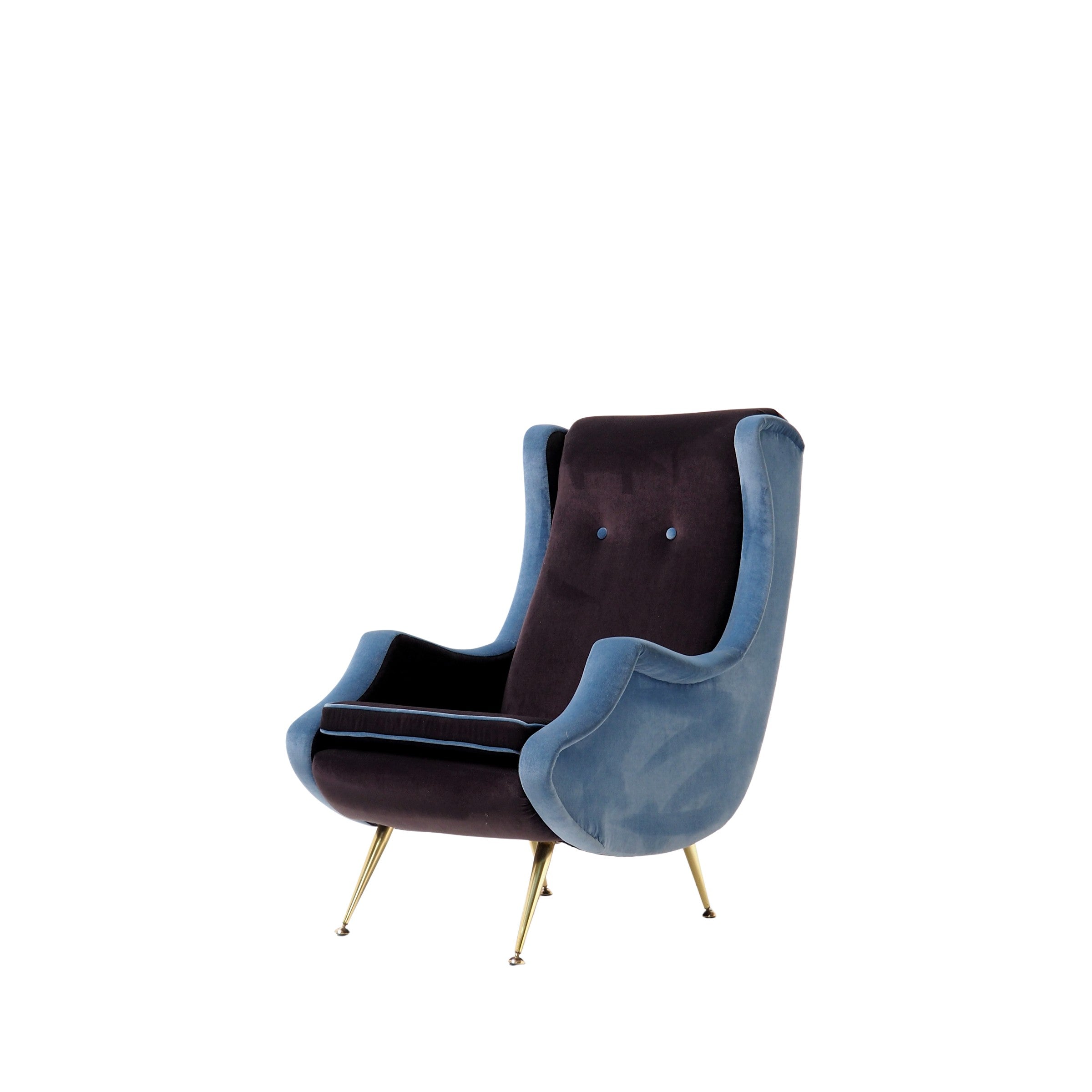 1950’s_High-Back_Fauteuil,_Reupholstered_in_a_Blue_and_Mauve_Velvet