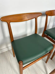 Set_of_5_W2_Teak_Dining_Chairs_by_Hans_J._Wegner_for_C.M._Madsen,_Dark_Green_Leather,_Denmark,_195