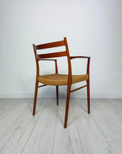 GS700_Teak_Dining_Armchair_by_Arne_Wahl_Iversen_for_Glyngøre_Stolefabrik,_Original_Papercord,_Denmark,_1950s
