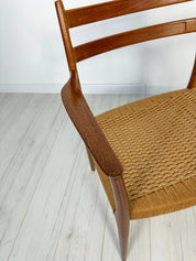 GS700_Teak_Dining_Armchair_by_Arne_Wahl_Iversen_for_Glyngøre_Stolefabrik,_Original_Papercord,_Denmark,_1950s