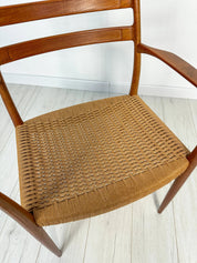 GS700_Teak_Dining_Armchair_by_Arne_Wahl_Iversen_for_Glyngøre_Stolefabrik,_Original_Papercord,_Denmark,_1950s