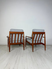 Model_118_Teak_Armchair_by_Grete_Jalk_for_France_&_Daverkosen,_Light_Grey_Upholstery,_Denmark,_1955
