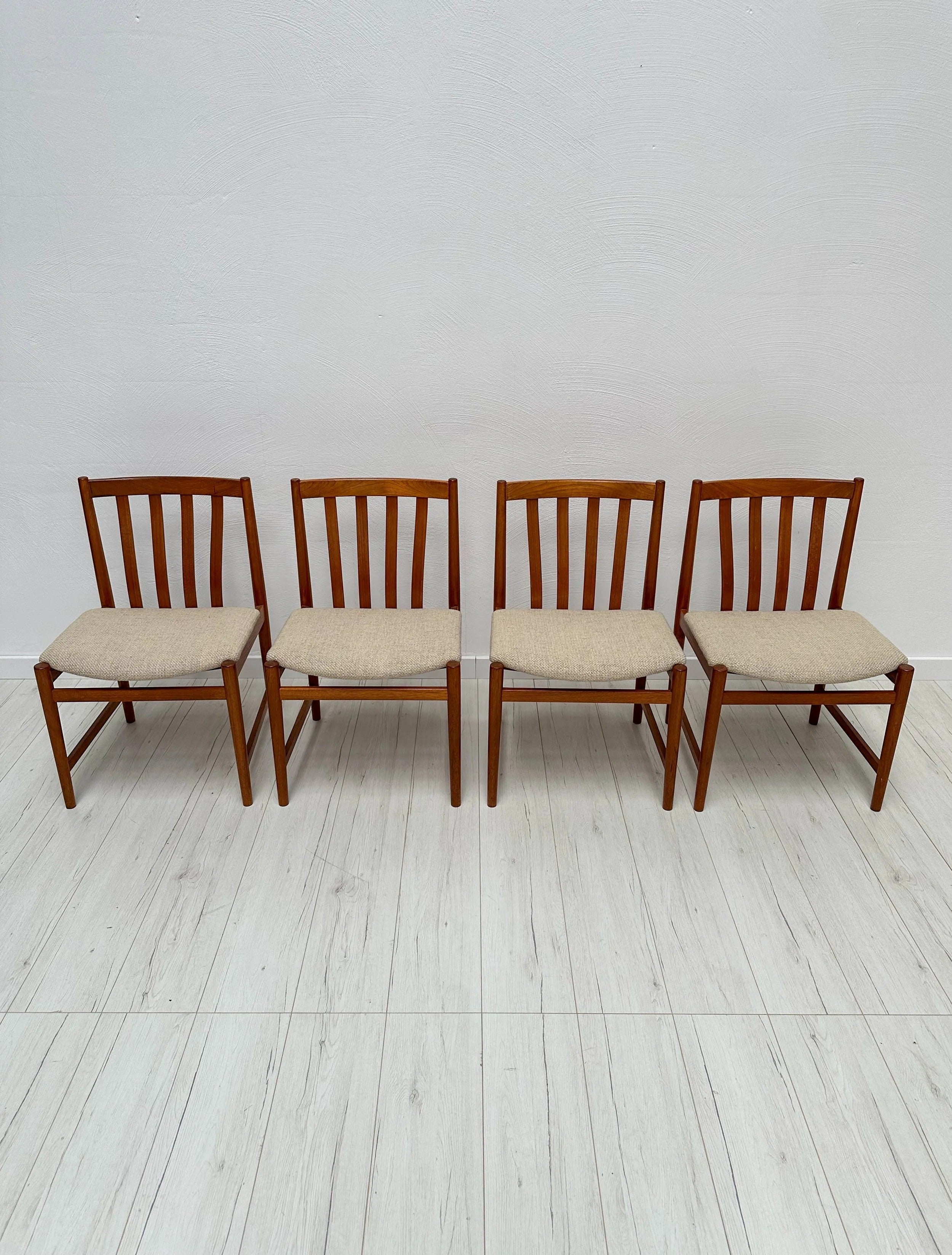 Set_of_4_Teak_Dining_Chairs_by_Slagelse_Møbelværk,_Beige_Upholstery,_Danish_Mid-Century_Modern,_1960s–1970s