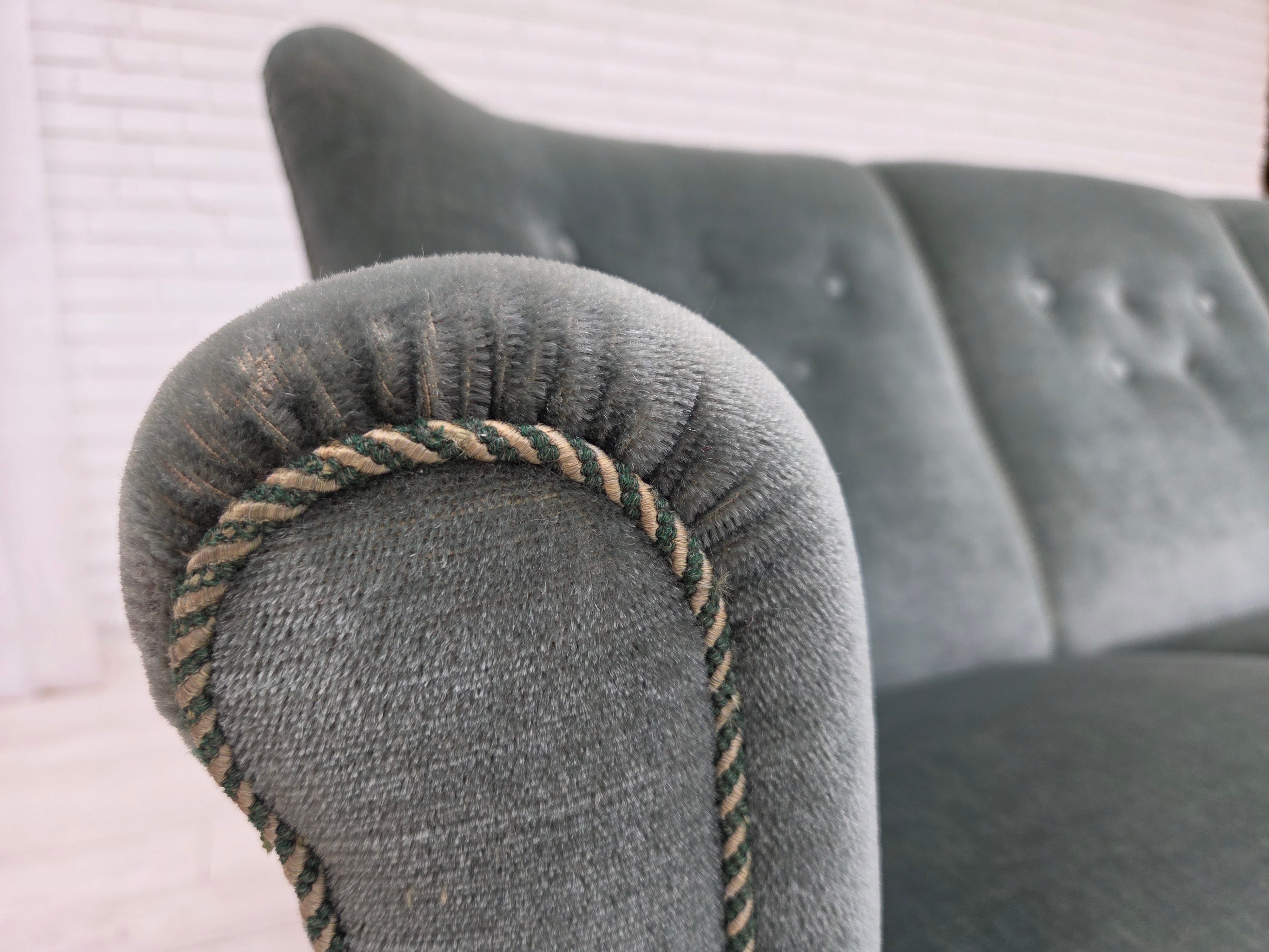 Danish_Green_Velour_3-Seater_Sofa_with_Oak_Legs,_1960s