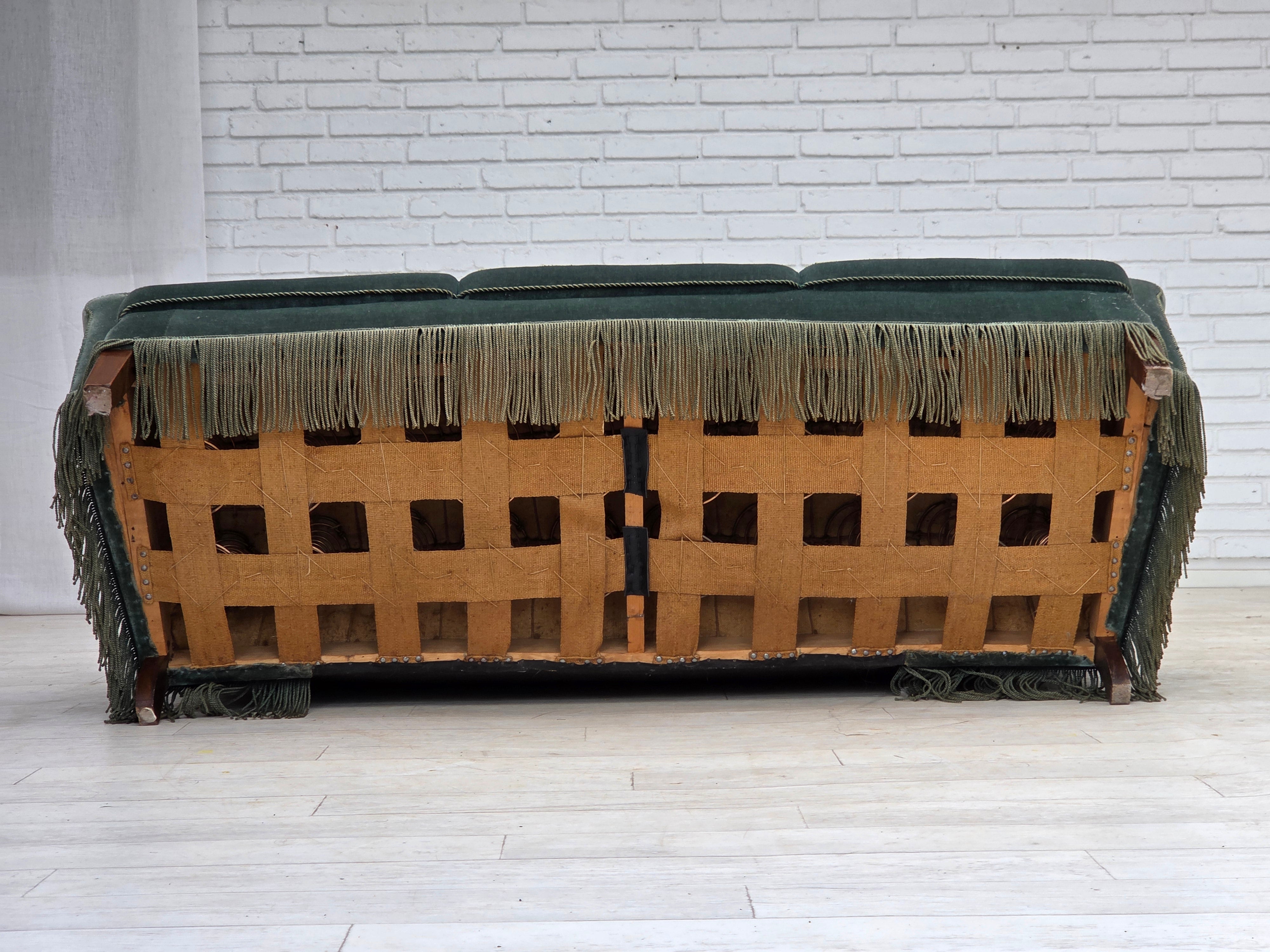 Danish_Green_Velour_3-Seater_Sofa_with_Oak_Legs,_1960s