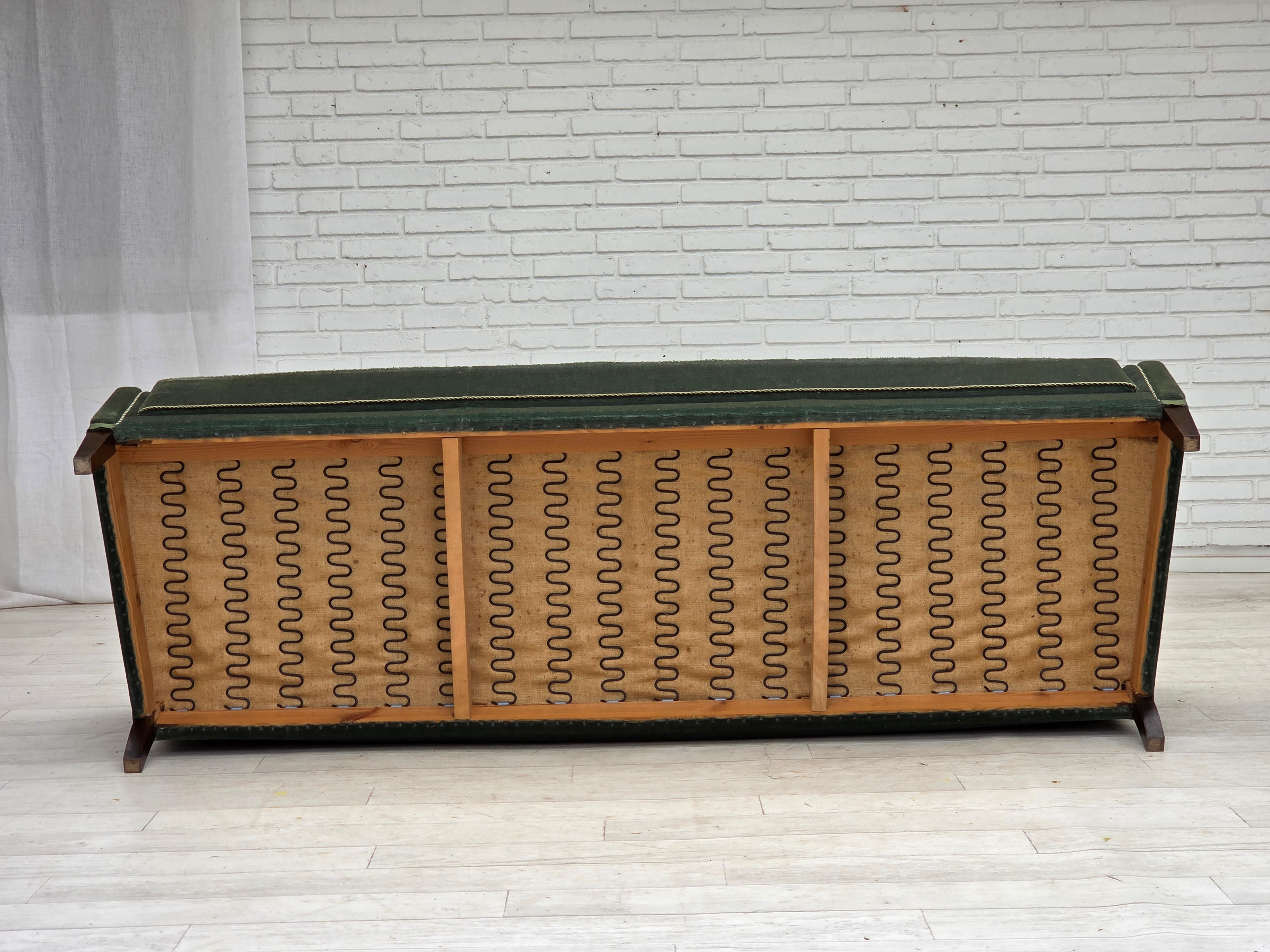 Danish_Three-Seater_Sofa_in_Green_Velour,_Beech_Wood,_Denmark,_1960s