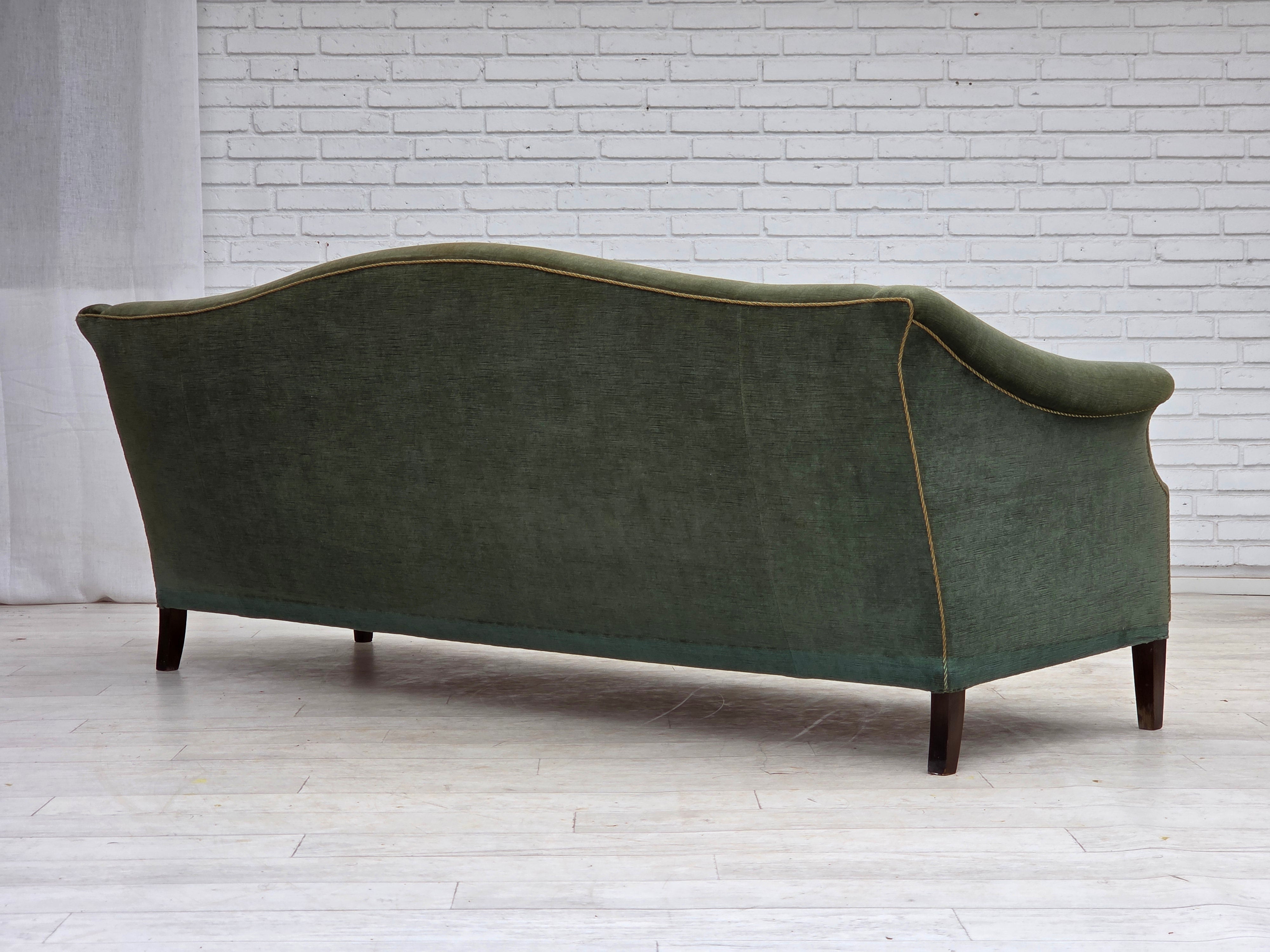 Danish_Three-Seater_Sofa_in_Green_Velour,_Beech_Wood,_Denmark,_1960s
