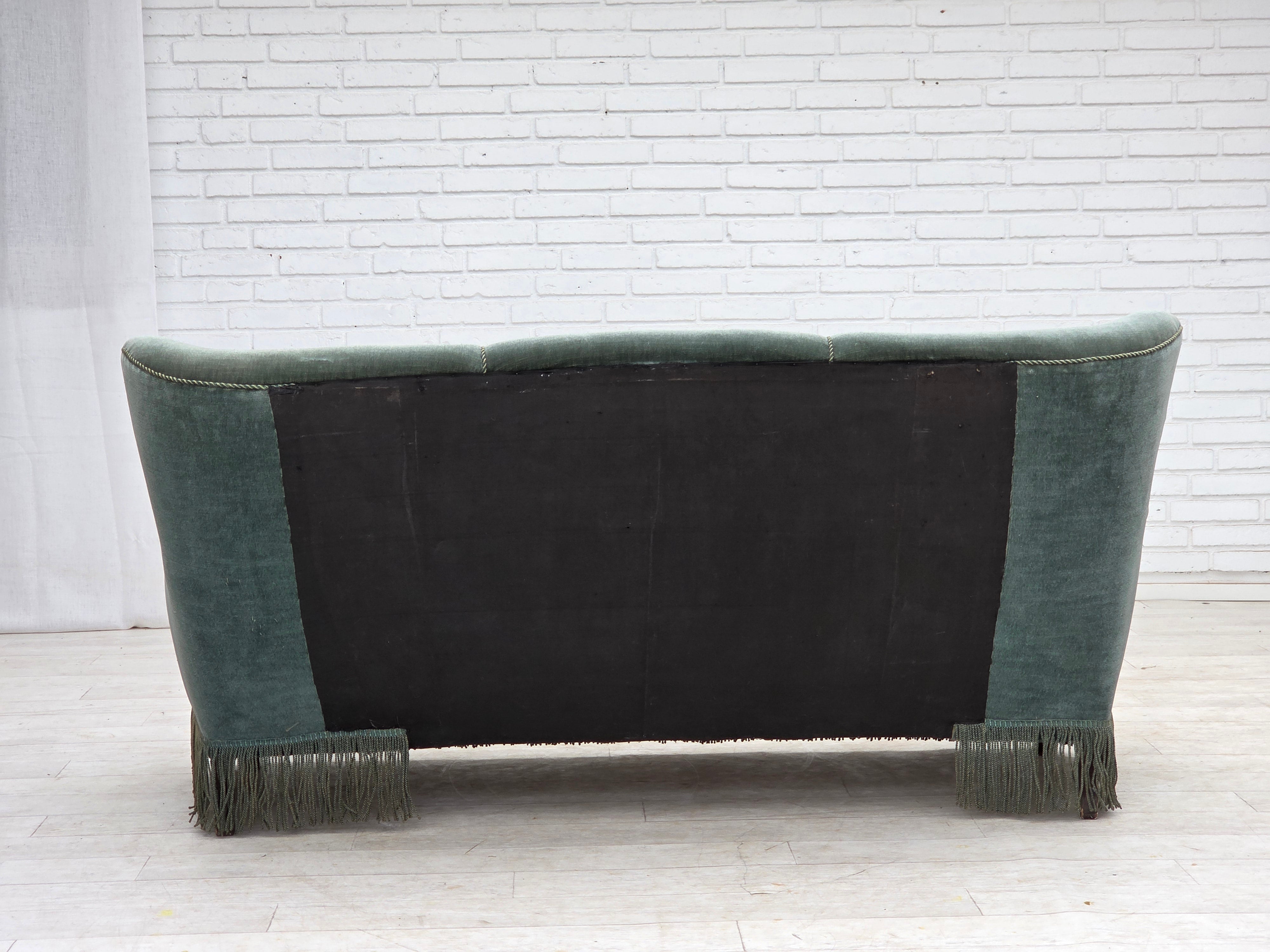 Danish_Green_Velour_3-Seater_Sofa_with_Oak_Legs,_1960s