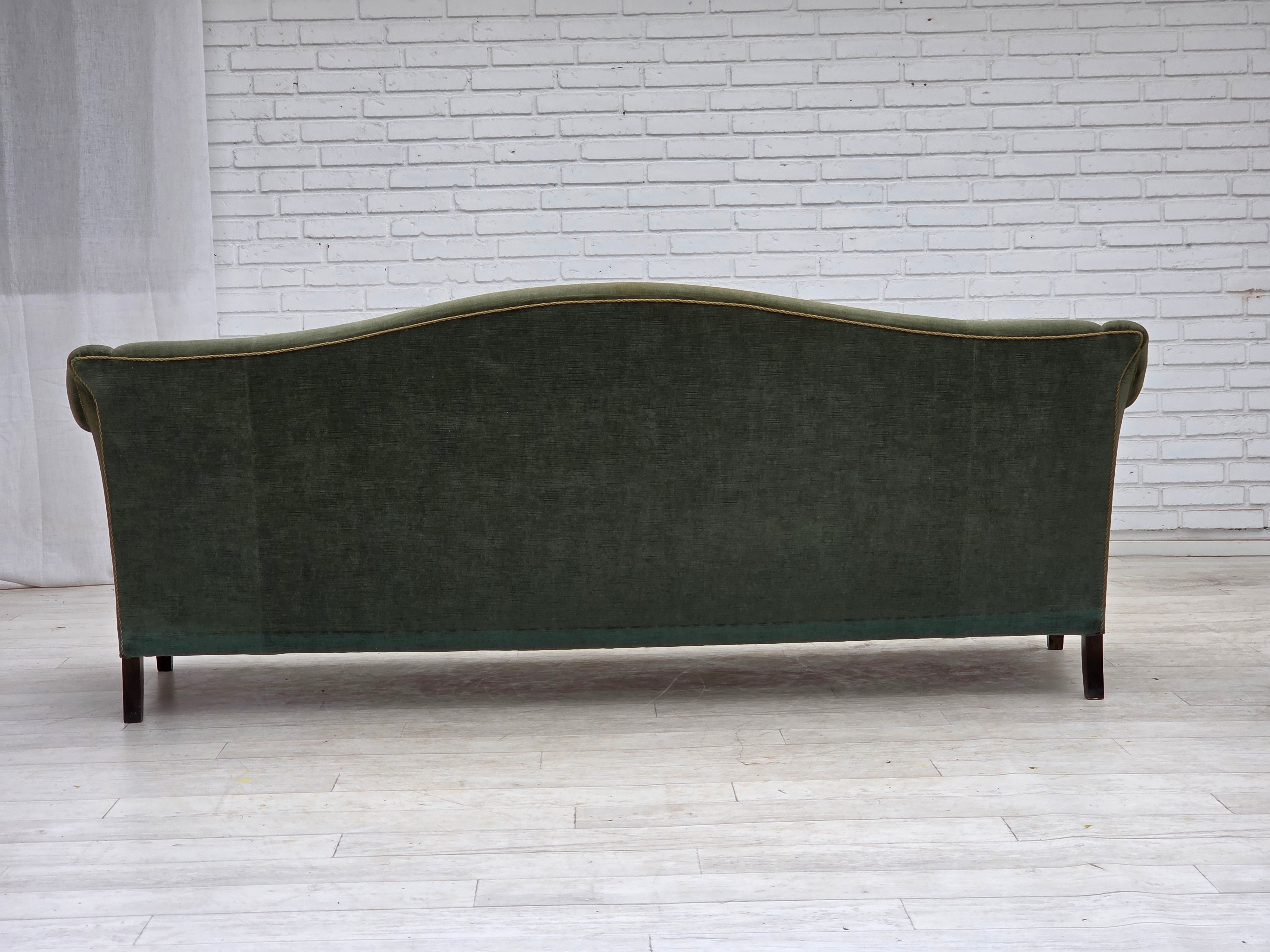 Danish_Three-Seater_Sofa_in_Green_Velour,_Beech_Wood,_Denmark,_1960s