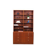 1960s_B_rge_Mogensen_Teak_Bookcase_9_Adjustable_Shelves_8_Drawers_Brass_Handles