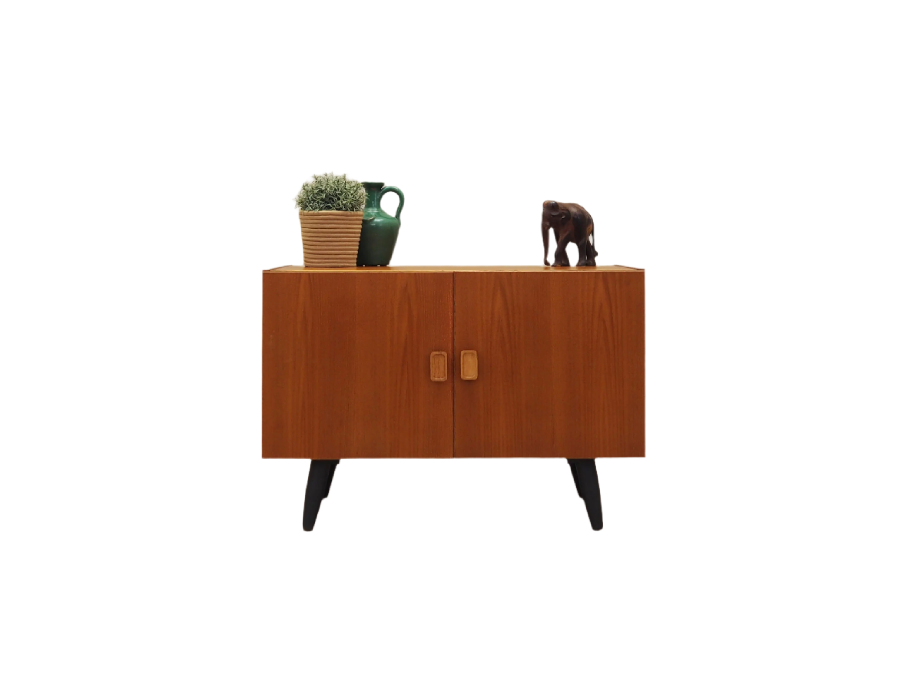 1960s_Danish_Teak_Veneer_Cabinet_Adjustable_Shelf_Black_Wood_Legs