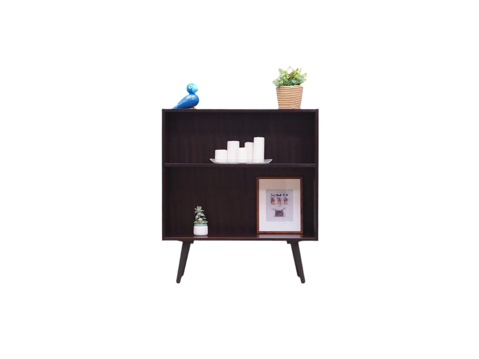 1960s_Hammel_M_belfabrik_Danish_Mahogany_Bookcase_Fixed_Shelf_Black