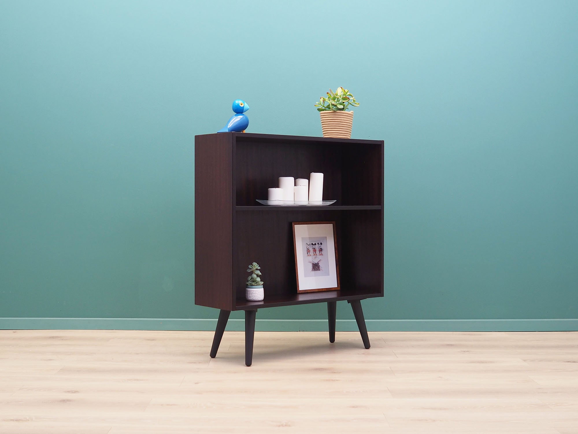 1960s_Hammel_M_belfabrik_Danish_Mahogany_Bookcase_Fixed_Shelf_Black