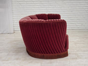 Danish_Banan_Two-Seater_Sofa_in_Red_Striped_Velour_and_Oak,_Denmark,_1960s