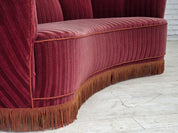Danish_Banan_Two-Seater_Sofa_in_Red_Striped_Velour_and_Oak,_Denmark,_1960s
