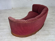 Danish_Banan_Two-Seater_Sofa_in_Red_Striped_Velour_and_Oak,_Denmark,_1960s