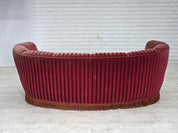 Danish_Banan_Two-Seater_Sofa_in_Red_Striped_Velour_and_Oak,_Denmark,_1960s