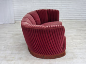 Danish_Banan_Two-Seater_Sofa_in_Red_Striped_Velour_and_Oak,_Denmark,_1960s
