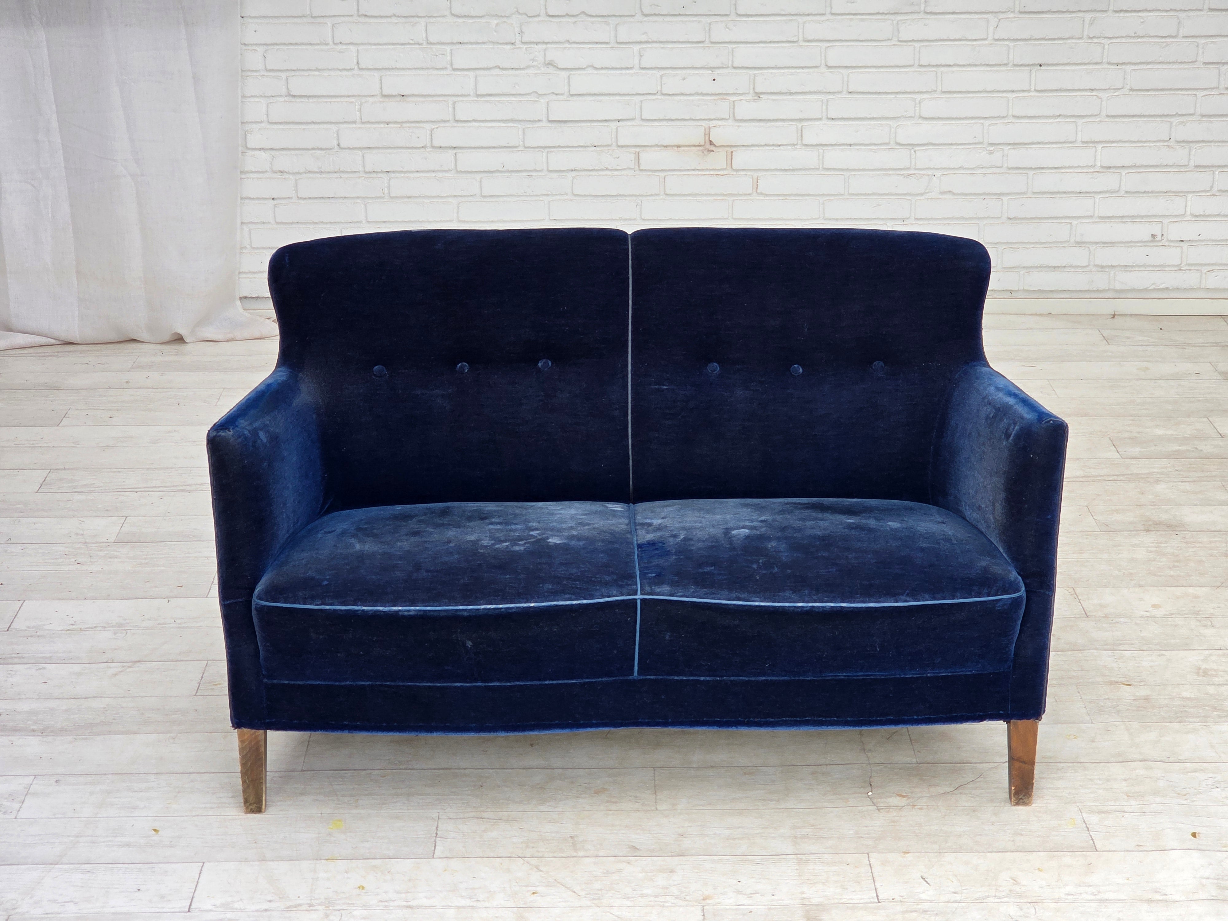 Danish_Two-Seater_Sofa_in_Dark_Blue_Velour_and_Ash_Wood,_Denmark,_1960s